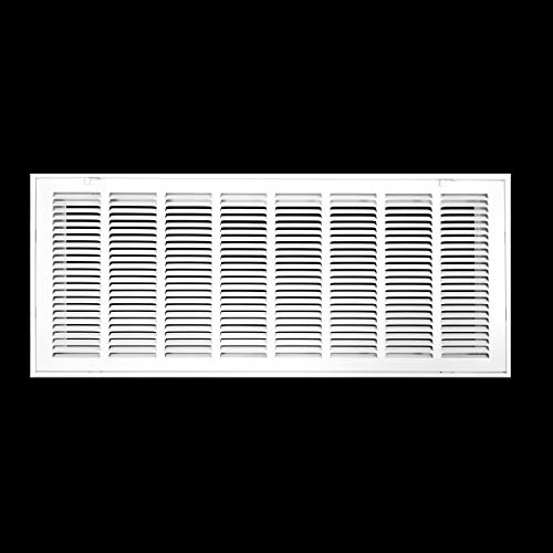 32" X 12" Steel Return Air Filter Grille [Removable Face/Door] for 1-inch Filters HVAC Duct Cover Grill, White  Outer Dimensions: 34 5/8"W X 14 5/8"H for 32x12 Duct Opening