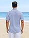 COOFANDY Mens Casual Shirts Short Sleeve Summer Shirts Button Down Textured Vacation Shirt White/Blue