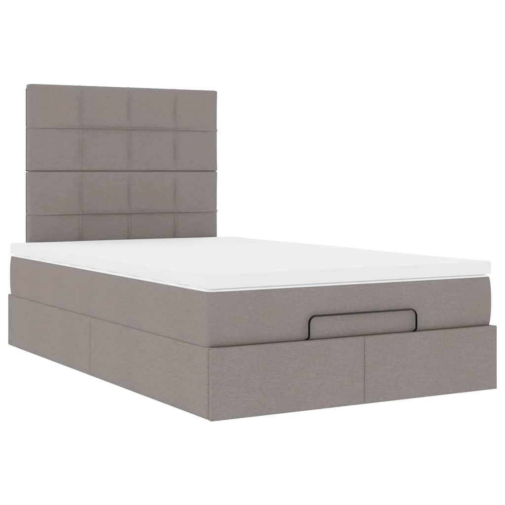 Cama otomana de 120 x 200 cm con muelles ensacados colchón LED espacio de almacenamiento cama de tela pardo hidráulica elevador para jóvenes y habitaciones de invitados