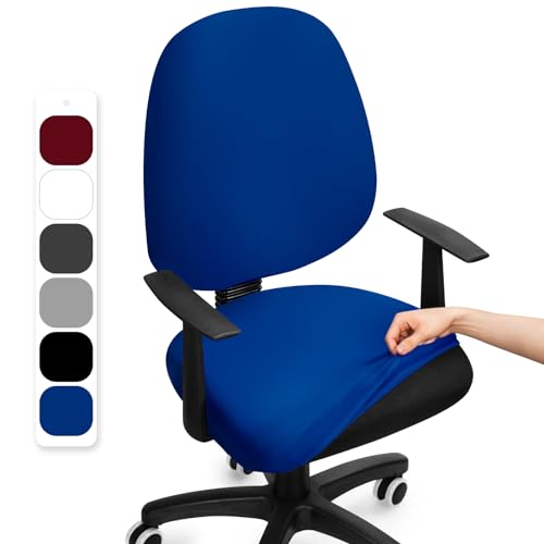 Funda de Silla de Oficina Elástica Fundas de Oficina Universal Cubierta de Silla de Ordenador de Oficina Removible Fundas para Silla Giratoria Funda para Respaldo de Silla (Azul, 1 Piezas)-F