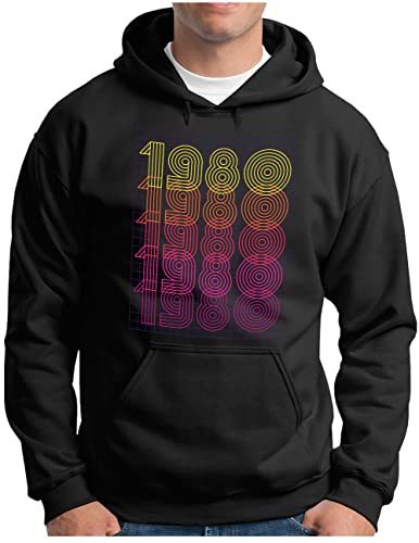 Retro 80s pull à capuche OM3 Vintage 1980 au design authentique et coupe ample noire XXXL