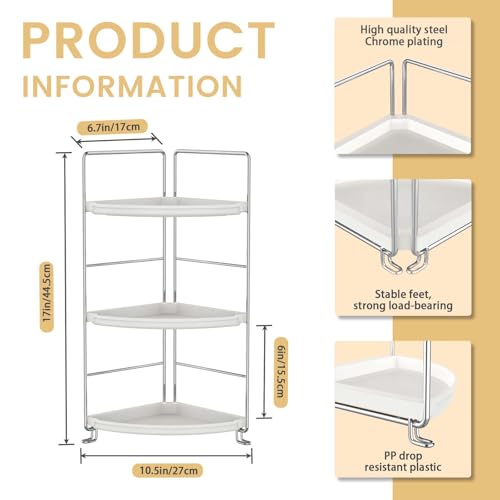 Image of 3-Tier Bathroom Counter Organizer, Plastic Bathroom Organizer, Tool-Less Installation Makeup Vanity Tray, Bathroom Organizer Countertop Skincare Perfume Organizers (Chrome)