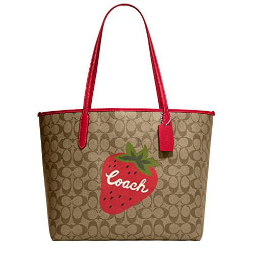 Coach Signature Canvas City Tote in Wild Strawberry