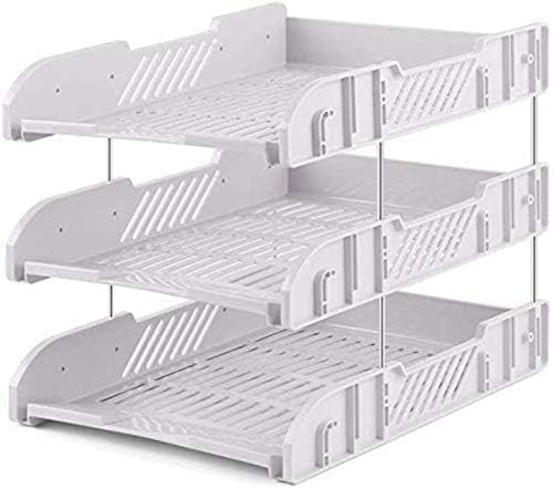 Image of 3 Layer Foldable File Rack | ABS Plastic Desk Organizer Tray for Office, School & Home | Multi-Tier Paper & Document Storage Shelf | Sturdy Off-White Finish