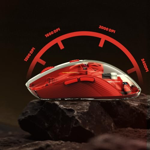 Image of Wireless Mouse with Transparent Shell and RGB Lighting, Dual-Mode Bluetooth & 2.4GHz, Adjustable DPI, Cyberpunk Style for Office, Gaming, and Creative Work, Red (MKE 830)