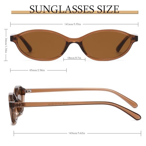 Retro Oval Cat Eye Sunglasses for Women Y2k Designer Narrow Shades 90s Trendy Sun Glasses4