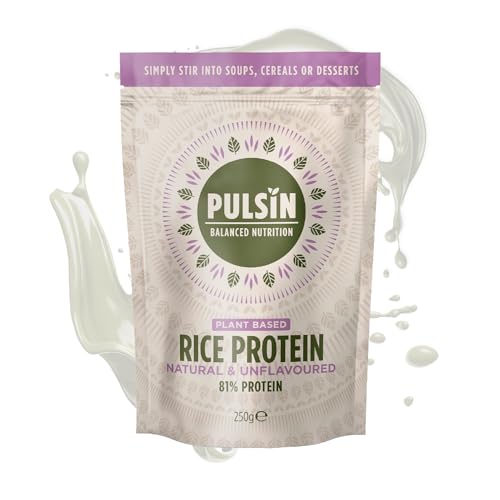 Pulsin - Natural & Unflavoured Vegan Rice Protein Powder - 250g - 8.1g Protein, 0.4g Carbs, 43 Kcal Per Serving - Low Carb, Gluten Free, Plant Based, Palm Oil Free & Dairy Free