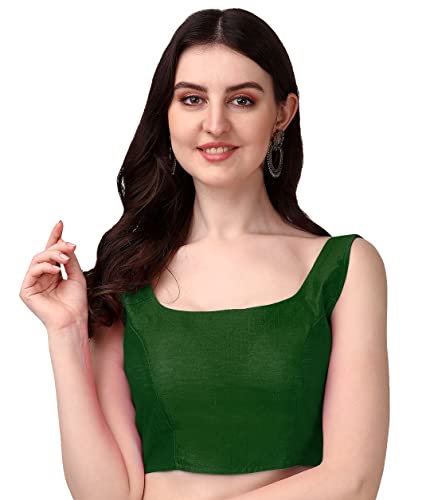 Image of Vihu Fashion Plain Sleeveless Pattern Readymade Blouse U Neck Choli
