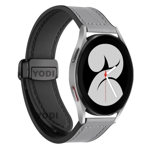 Image of YODI Watch Strap Compatible with Redmi Watch 5 Lite smartwatch, Genuine Leather Hybrid Watch band with Magnet Folding Buckle for men women (LEATHER GREY)