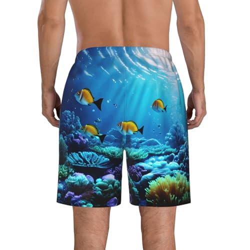 Tranquil Underwater Scenery Print Mens Casual Shorts Drawstring Summer Beach Stretch Shorts Novelty Swimtrunks3