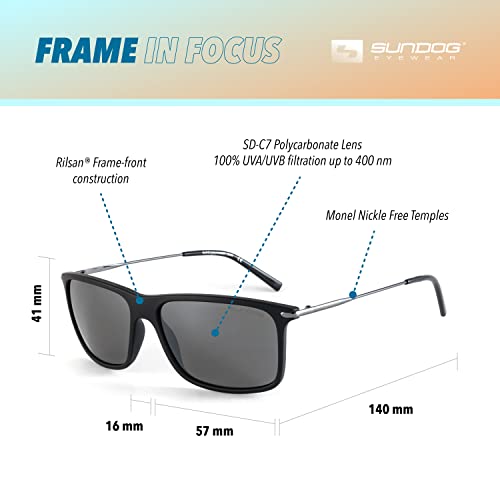 Sundog Eyewear Premium Sunglasses for Men - Snap - UV Protection Featured Lens Technology - Great Fit for Golf, Fishing, Fashion, Beach, Hiking, Aviator and Driving Glasses - Dark Gunmetal Temple4