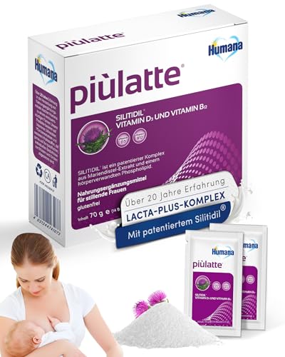 Humana piùlatte Nahrungsergänzungsmittel für stillende Frauen mit Vitamin B12 Vitamin D3 und Mariendistel-Extrakt Nahrungsergänzung für die Stillzeit 14-Tage Packung