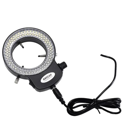 Microscope Adjustable 144 LED Bulb Microscope Ring Light Illuminator Portable Bright Lamp(Black)