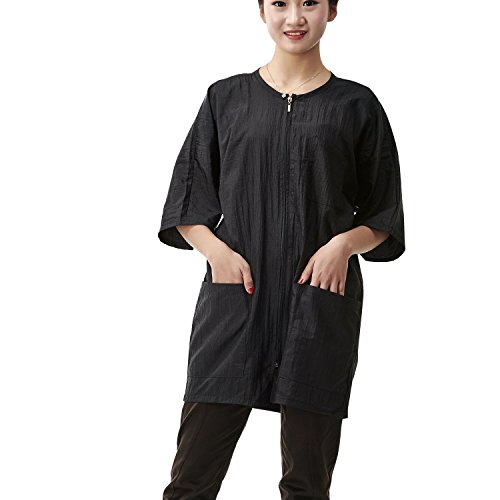 Salon Professional Hairdressing Technicians Serve, Colorfulife Zip-up Shirt Adult Hair Clothing Hair Cutting Clothes Hairdressing Overalls Beauty SPA Barber Gown Wai Cloth A009 (Black) by Colorfulife