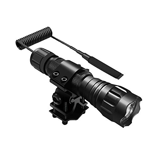 Tactical Flashlight 1200 Lumen Weapon Light with Picatinny Rail Mount Flashlight Super Bright Hunting Torch Flashlight with Pressure Switch Tail, Rechargeable Batteries