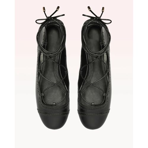 Strappy Ballet Flats Shoes for Women Closed Round Toe Flat Shoes Ankle Strap Wrap Mary Jane Flats Lace up Comfortable Fashion Cute Dress Shoes4