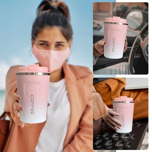 Image of Insulated Travel Coffee Mug, Stainless Steel Coffee Cup with Leakproof Lid