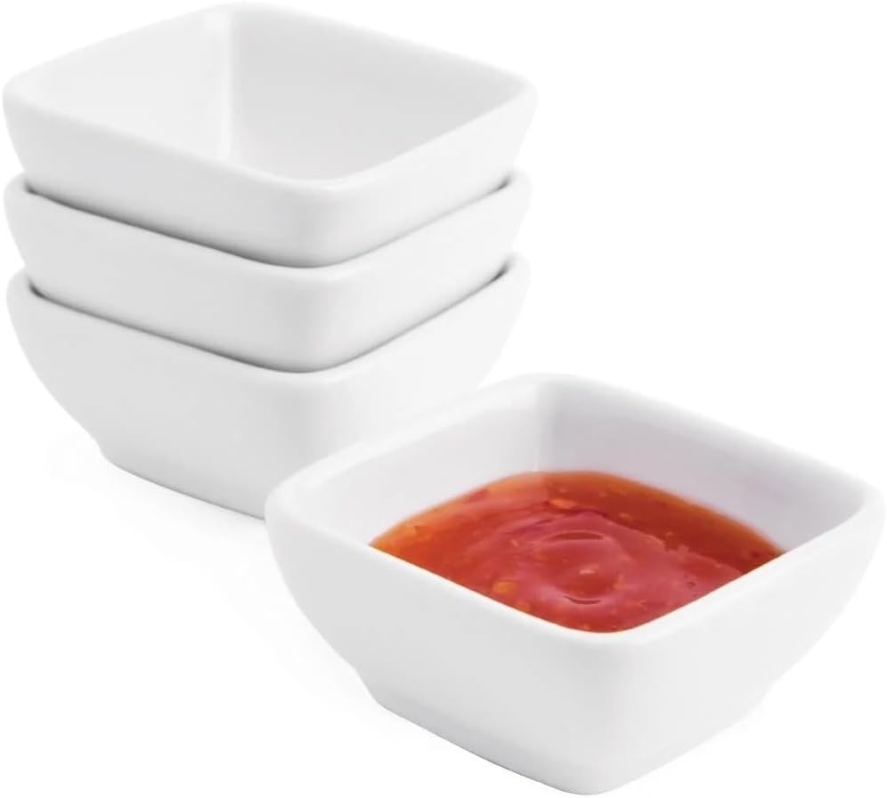 Olympia Miniature Rounded Square Dishes 60mm Porcelain White Serving Bowls 12pc