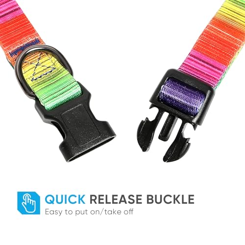 HEELE Hundehalsband, Hunde Halsband für Welpen Kleine Mittlere Große Hunde, Gemustertes Hundehalsbänder Verstellbares, Komfort, Robustem HundeHalsband, Regenbogen, XS