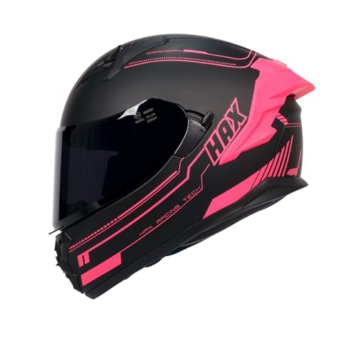 HAX Obsidian Pro Full Face Dual Visor Adult Motorcycle Helmet for Motorbike Street Bike with Pinlock Ready DOT Approved Matte Pink M