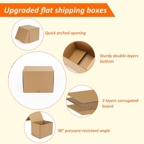 Image of HORLIMER 8x6x6 inches Shipping Boxes Set of 25, Brown Corrugated Cardboard Box Literature Mailer