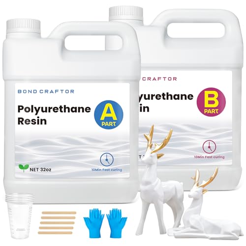 Bond Craftor Polyurethane Resin 64oz 10 Mins Fast Curing PU Resin for Casting DIY Crafts Jewelry Making and Prototypes