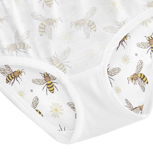 Little Girls' Soft Cotton Underwear Kids Breathable Comfort Bee Panties Briefs Toddler 5