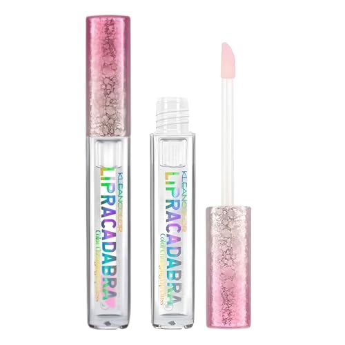 Kleancolor Lipracadabra Color-Changing Lip Gloss – pH-Activated Formula, Custom Pink Shine (2 Pack)