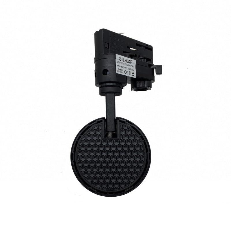 Spot LED sur Rail 30W 80° Compact Triphasé NOIR - Blanc Chaud 2300K - 3500K - SILAMP