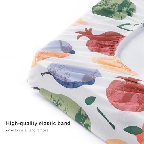Image of Baby Changing Pad Cover, Changing Table Cover for Girls Boys, Ultra Soft Breathable, 2 Pack Fruit Shadow & orangish
