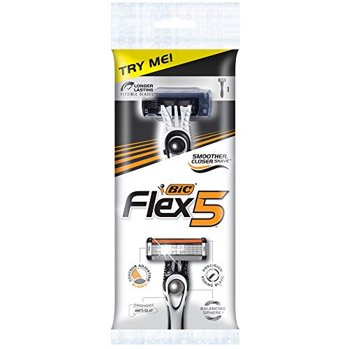 BIC Flex 5 Men's 5-Blade Titanium Disposable Shaving Razor - Case of 36 Individually Wrapped Men's Razors