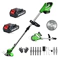 Cordless Weed Wacker with 2 Batteries, Lightweight Electric Grass Trimmer, Adjustable Weed Eater,Weed Erimmer Green