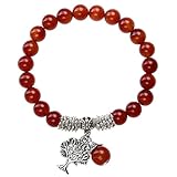 Jovivi 8MM Natural Red Agate Healing Point Tree Life Lucky Charm Stretch Bracelet