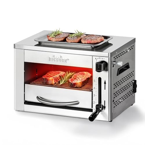 BIGHORN 870°C Steakgrill Infrarot Tragbarer Gasgrill Perfekt für Steak, Picknick, BBQ
