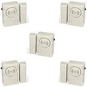 Jenix Wireless Door Window Open Alert Alarm Home Security System Loud Siren (Cream), Anti Theft System with Magnetic Sensor - Set of 5