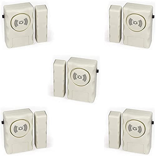 Jenix Wireless Door Window Open Alert Alarm Home Security System Loud Siren (Cream), Anti Theft System with Magnetic Sensor - Set of 5