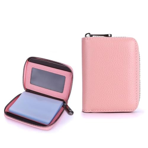 TARGONIX Tarjetero de piel sintética rosa, funda para múltiples tarjetas e identificación con diseño antirrobo, compacto y de gran capacidad para mujeres, adecuado para el uso diario