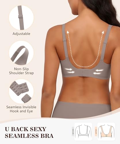 Image of Xcutting Bra for Women Wireless No Underwire Seamless Full Coverage Deep V Bralettes Everyday Comfortable Soft
