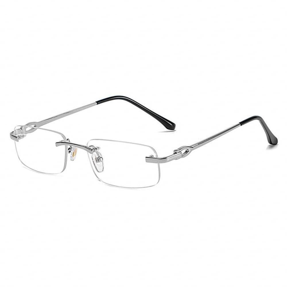 Street Knitted Retro Narrow Clear Lens Rectangular Silver Wire Frame Metal Designer Vintage Style Frameless Unisex Square Rimless Men’s Women Clear