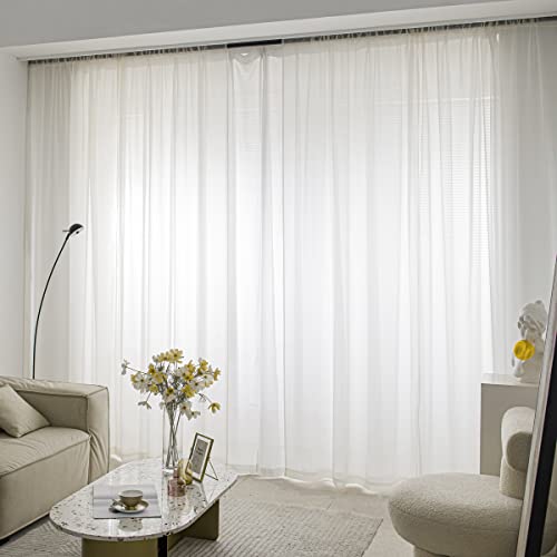 Moonvan Windows Semi White Sheer Curtains 84 Inches Length 52 Inches Width 2 Panels Set Translucent Sheer Curtain Basic Rod Pocket For Bedroom Children Living Room Yard Kitchen #TOP6
