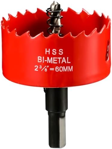 Sierras de Corona 60 mm, M42 HSS Bi-Metal Coronas Perforadoras con Adaptador y Broca Piloto Profundidad de Corte 27 mm, Abridor de Agujero para Metal Aluminio Madera PVC Plástico/Rojo