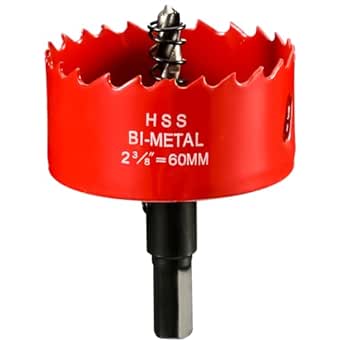 Sierras de Corona 60 mm, M42 HSS Bi-Metal Coronas Perforadoras con Adaptador y Broca Piloto Profundidad de Corte 27 mm, Abridor de Agujero para Metal Aluminio Madera PVC Plástico/Rojo