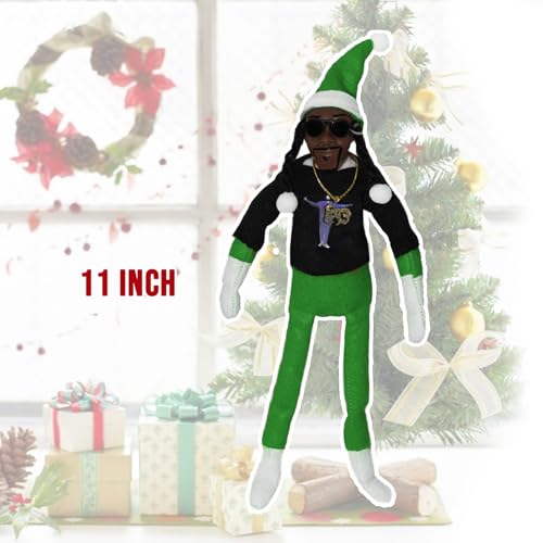 KEGOZ St. Patrick's Day Elf Doll, Plush 12'' Hip Hop Toy for Shelf Decoration, Includes Extra T-shirt, Stylish Sunglasses, and Necklace, Fun Gift for Men & Women for Parties, Holidays, Home Festivals