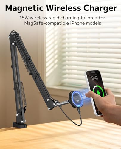 Image of VRIG Magnetic Wireless Charger Phone Stand for Bed Desk Flexible Long Arm