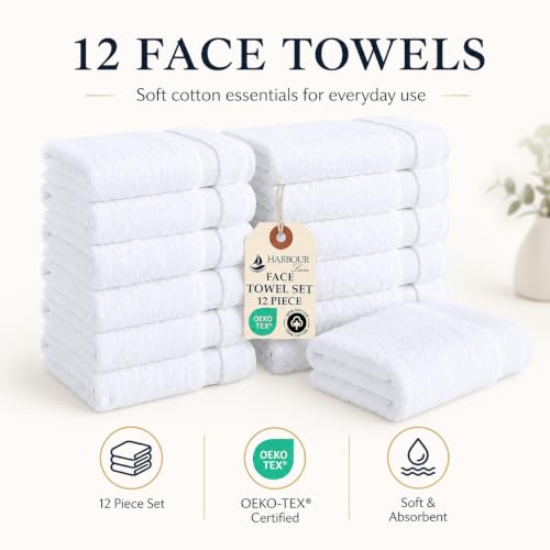 HARBOURLOOM White Washcloths 12-Pack, Turkish Cotton, Oeko-TEX, 13x13 by HARBOUR Loom - Used condition - Image 2