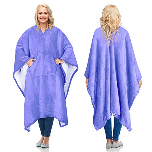 Catalonia Classy Poncho de manta portátil para adultos, mujeres, hombres, manta, con bolsa, cálido, suave, cómodo, cómodo, sin mangas, vainilla Cover