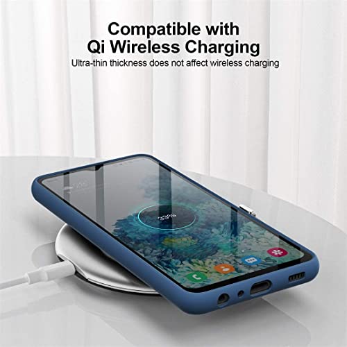 Image of DIZORO Liquid Silicone Case with Microfiber Coushioning Compatible for Samsung Galaxy A12 /M12 /F12 Shockproof Slim Back Cover, Gel Rubber Full Body Protection - Blue