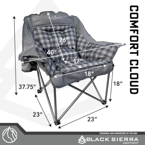 Black-Sierra-Plush-Camping-Chair-for-Sports-Outdoors-Oversize-XL-Outdoor-Folding-Chair-Supports-400-lbs-Heavy-Duty-Lounge-wCup-Holders-Carry-Bag-Perfect-for-Tailgating-Patio