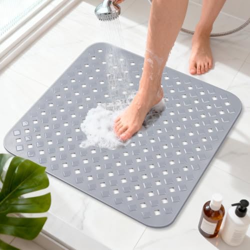 Duschmatte rutschfest, schimmelresistente Antirutschmatte Dusche Duscheinlage rutschfest mit Saugnäpfen 100% BPA-frei, maschinenwaschbar, für Dusche und Badewanne, 53x53cm, Hautsen