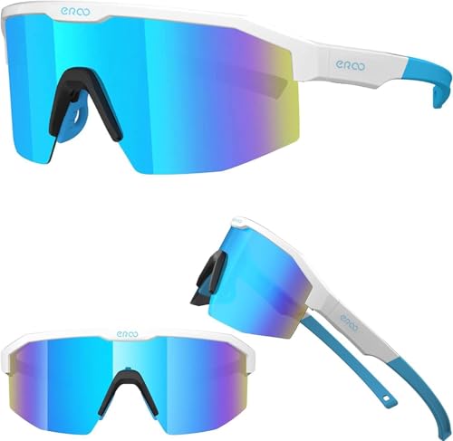 ER00 Lunettes de soleil sport junior polarisées petite taille UV400 verre fumé revêtement miroir bleu pour cyclisme baseball randonnée VTT